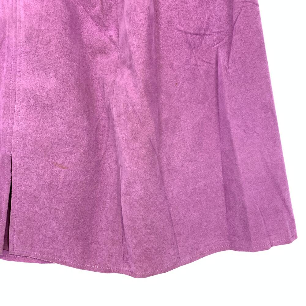 Vintage Faux Suede Leather Skirt Womens Size 4 Purple Above Knee A-Line Soft - Picture 6 of 7